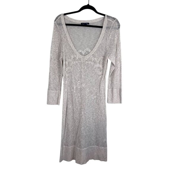 American Eagle Dress XL Cream Knit Maxi Beach Swim Summer Boho Western 80s - Picture 1 of 11